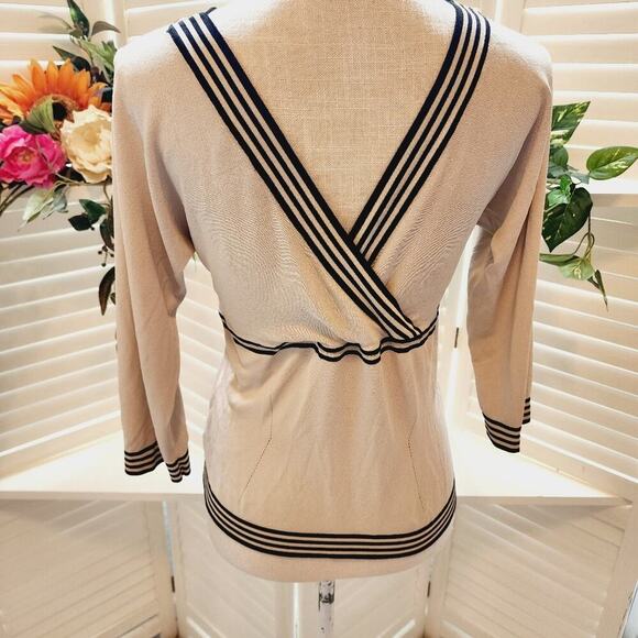 MAXMARA BLACK/CREAM MAGILA V NECK SWEATER SIZE LARGE - Picture 2 of 8